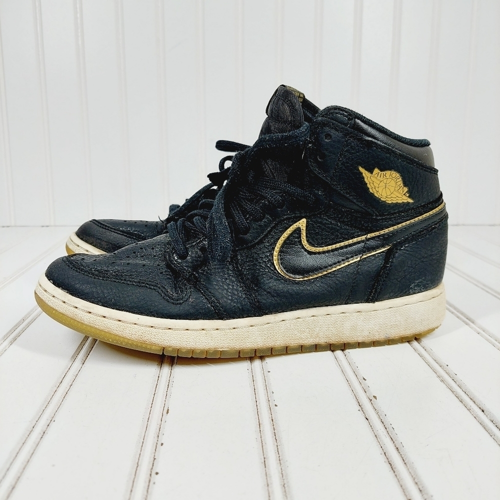 Nike Jordan 1 Retro High City of Flight Los Angeles Black Leather Sneakers F539